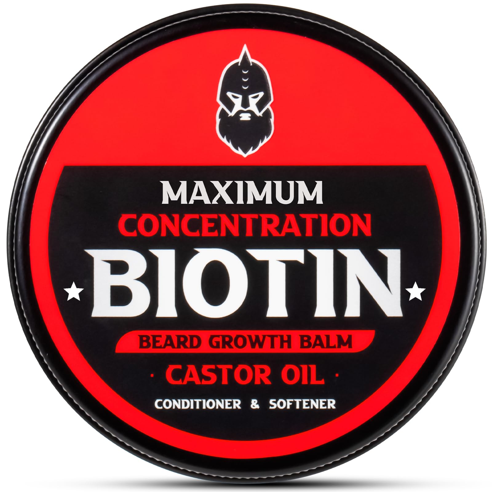 First Melody beard balm jar closeup with biotin for promoting beard growth.