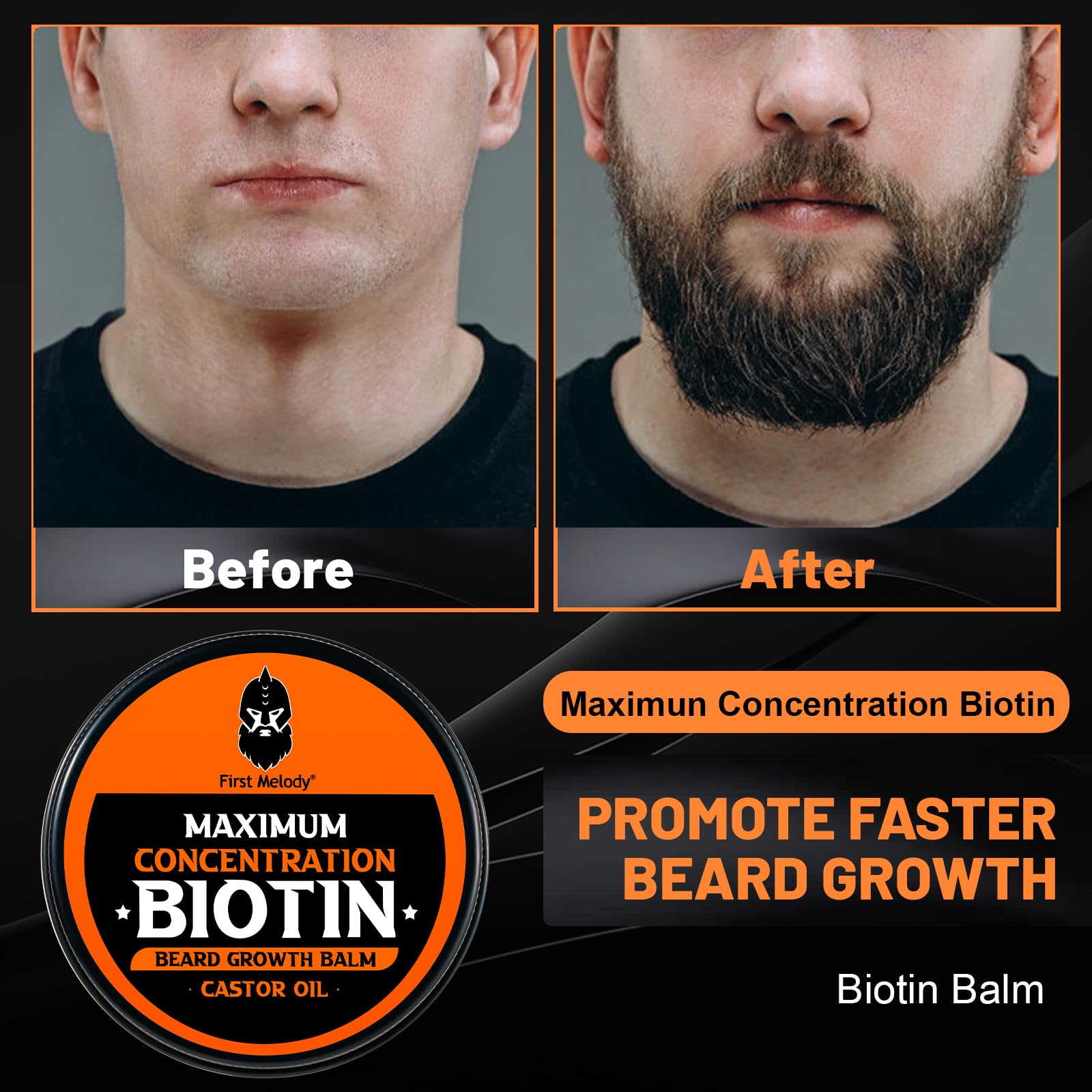 First Melody beard balm with biotin supports healthy-looking growth and conditioning.