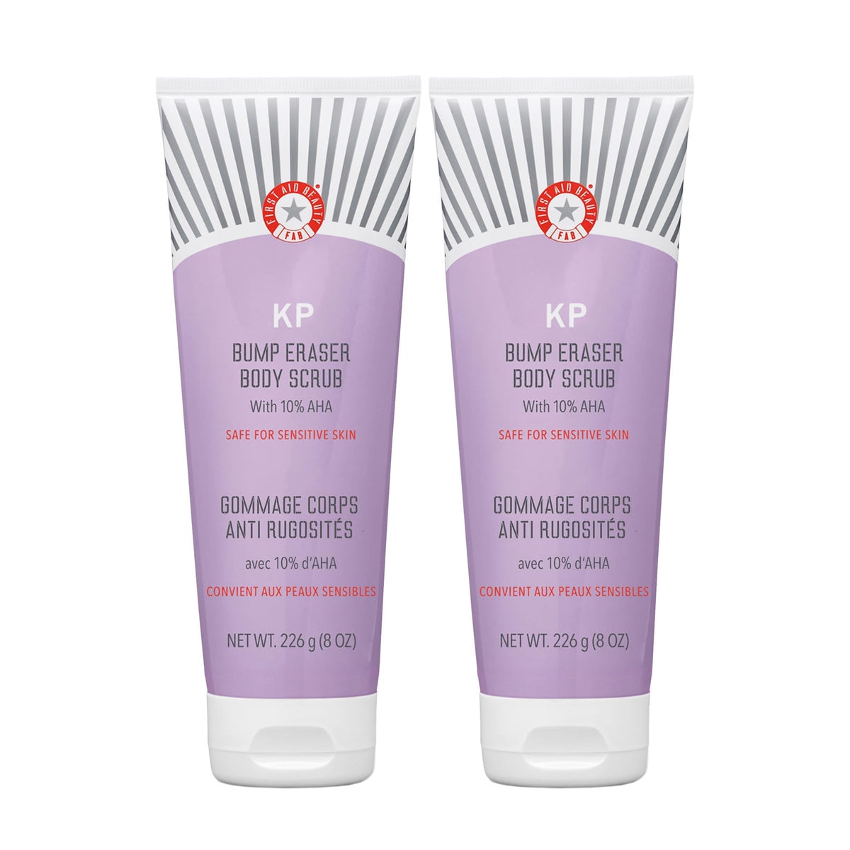 First Aid Beauty KP Bump Eraser jar closeup shows exfoliating texture for smoother skin