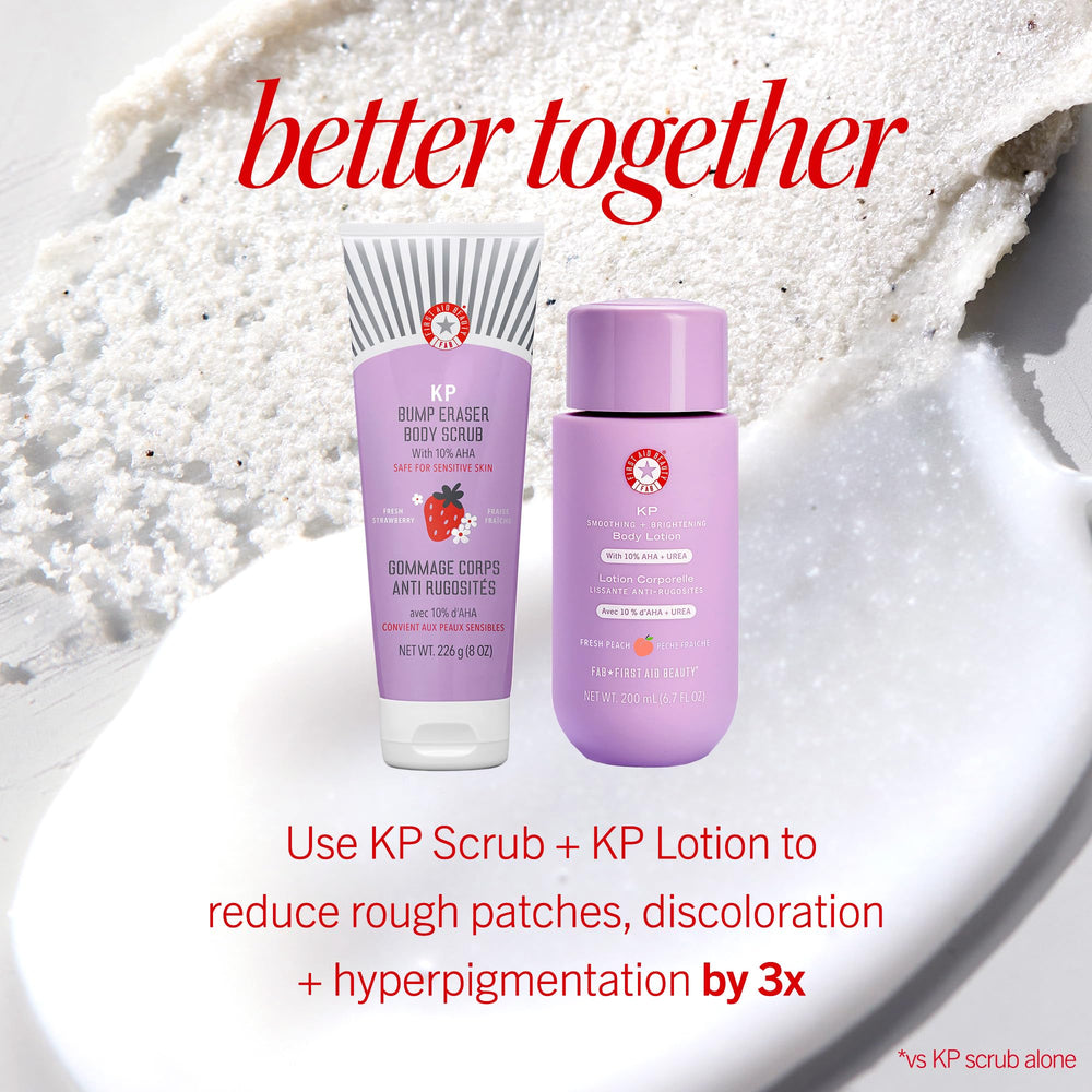 First Aid Beauty KP Bump Eraser smooths rough skin for strawberry skin relief