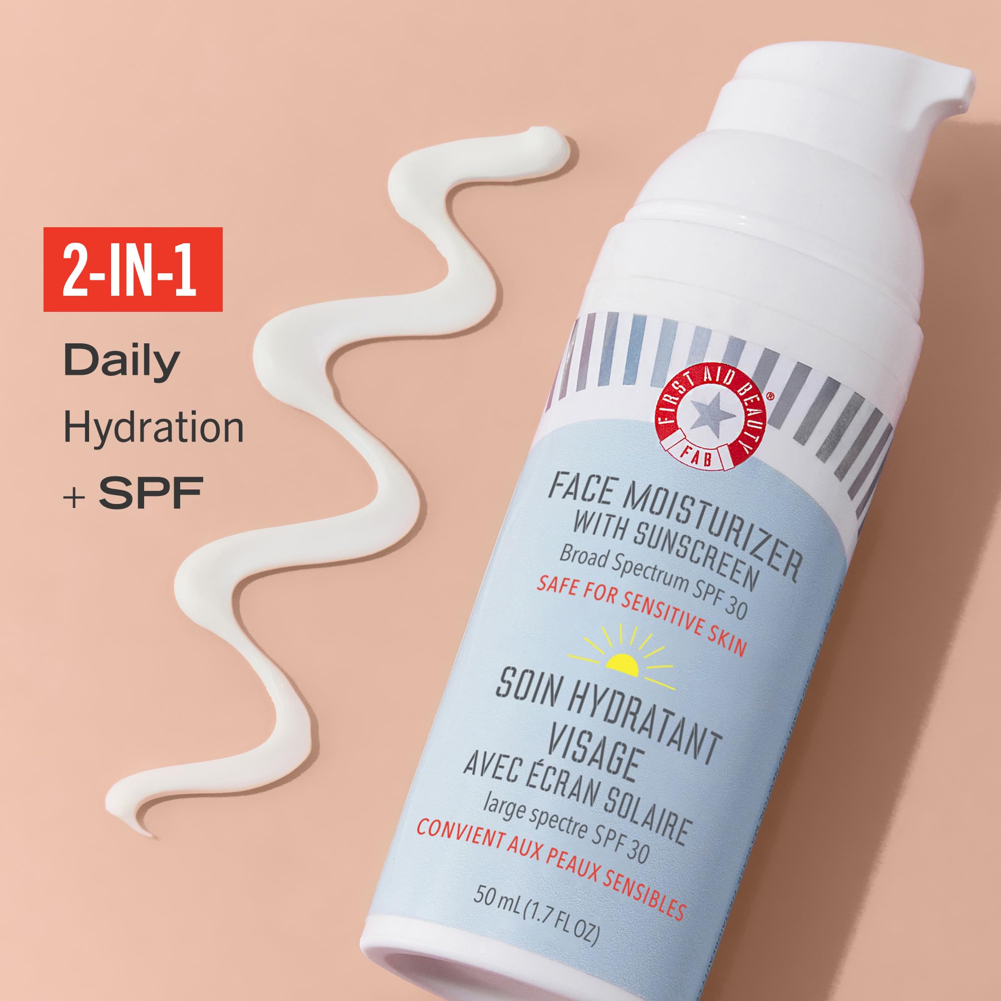 First Aid Beauty Ultra Repair texture closeup shows creamy, non-greasy hydration.