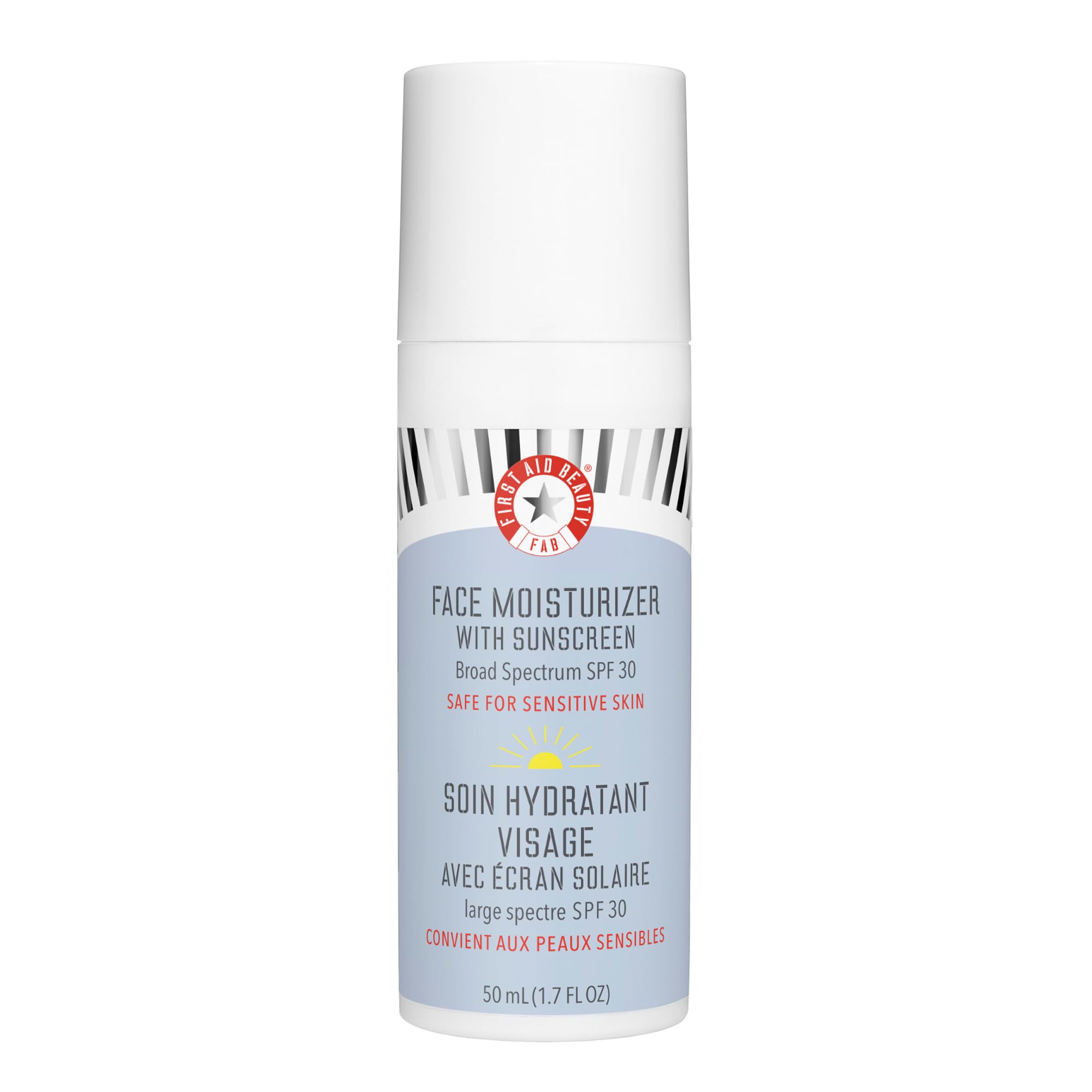 First Aid Beauty Ultra Repair Face Moisturizer SPF 30 tube delivering daily hydration.