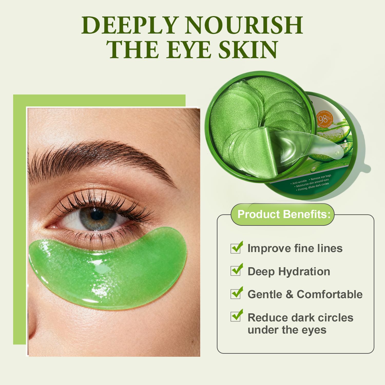 Firstfly hydrating eye mask targeting fine lines and facial glow.