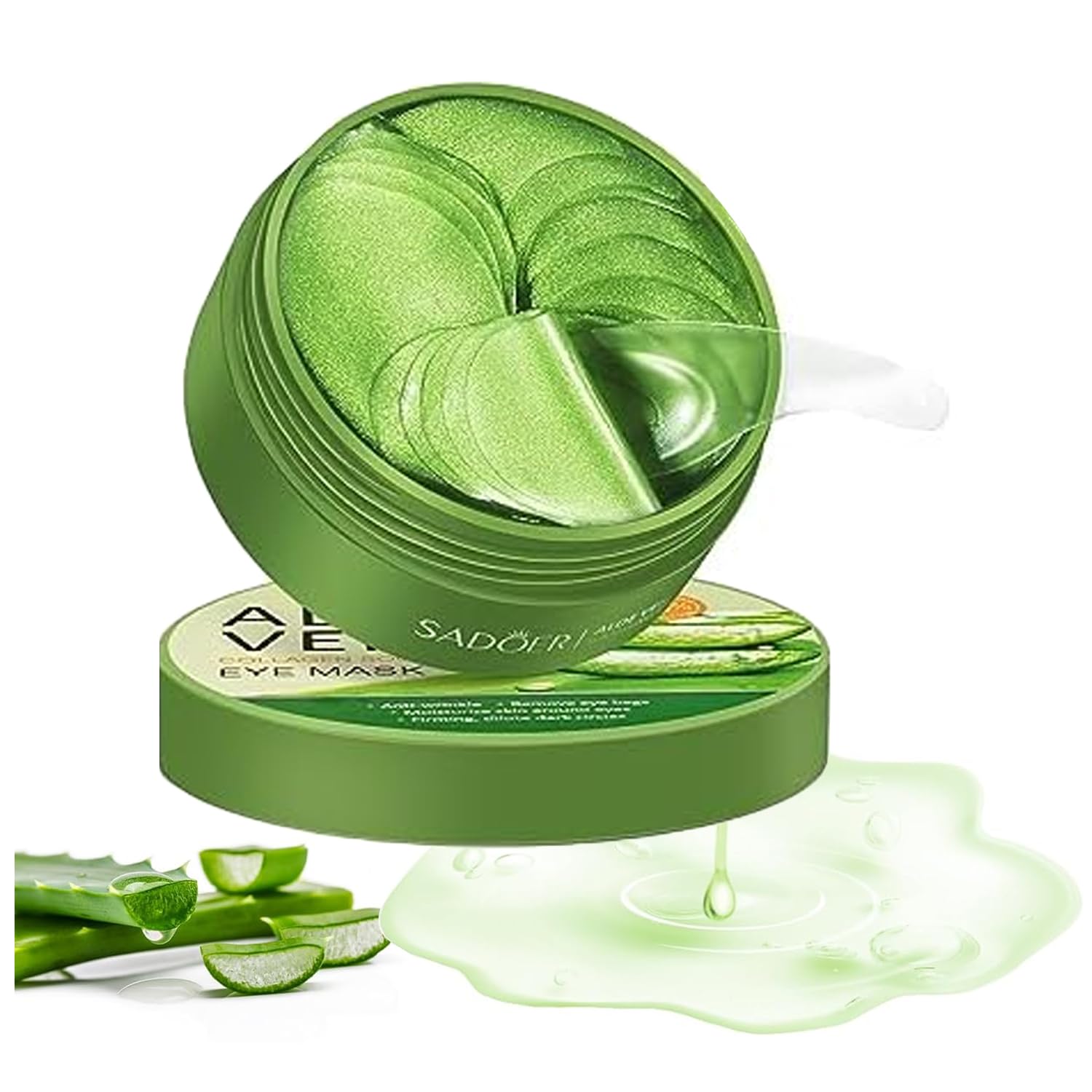 Firstfly under-eye patches Aloe Vera closeup showing hydrating under-eye care.