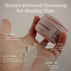 Firsthand Supply Hair Clay Pomade matte finish closeup highlights all-day hold