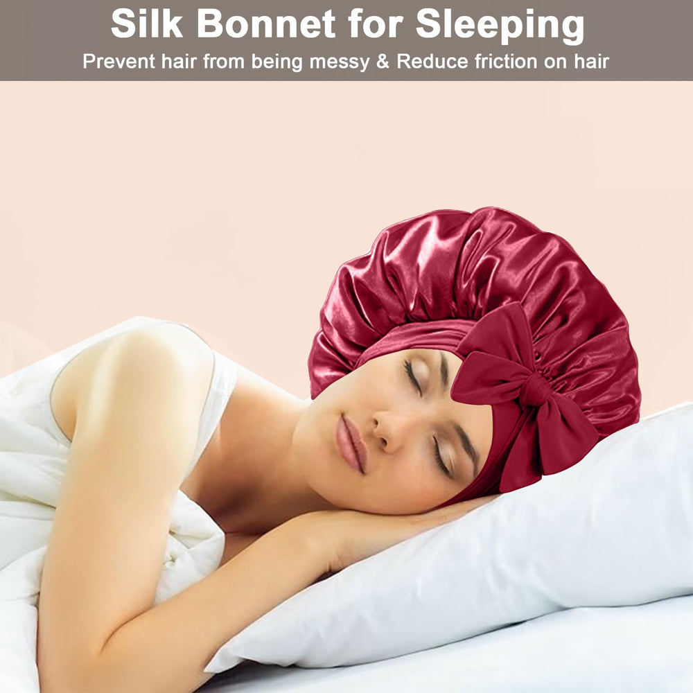 FIRSTPELLA anti-slip satin bonnet stays in place for restful sleep.