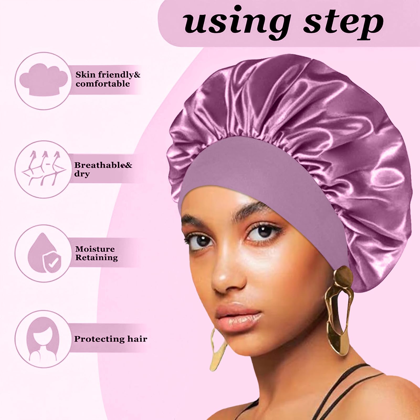 FIRSTPELLA 4-piece silk bonnet set offers versatile colors for daily use.