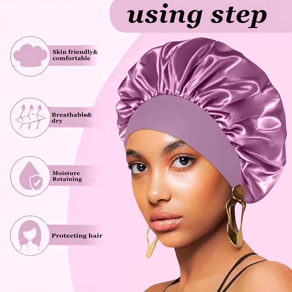 FIRSTPELLA 4-piece silk bonnet set offers versatile colors for daily use.