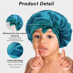 FIRSTPELLA kids silk bonnet beige soft-band is gentle on hair.