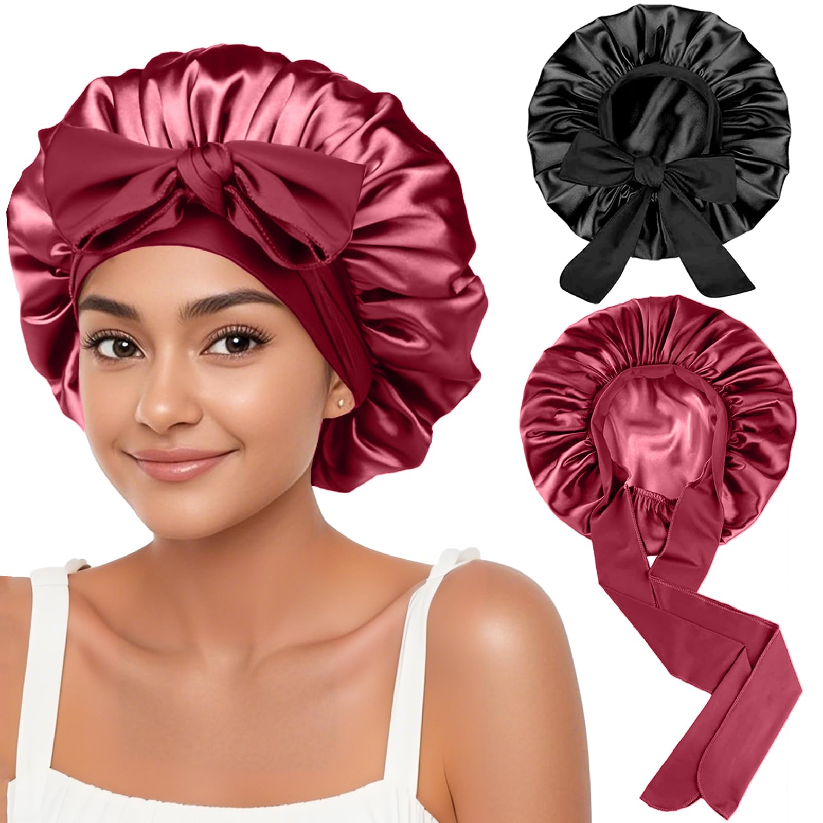 FIRSTPELLA satin bonnet packaging and colors highlight versatile night-to-day styling.