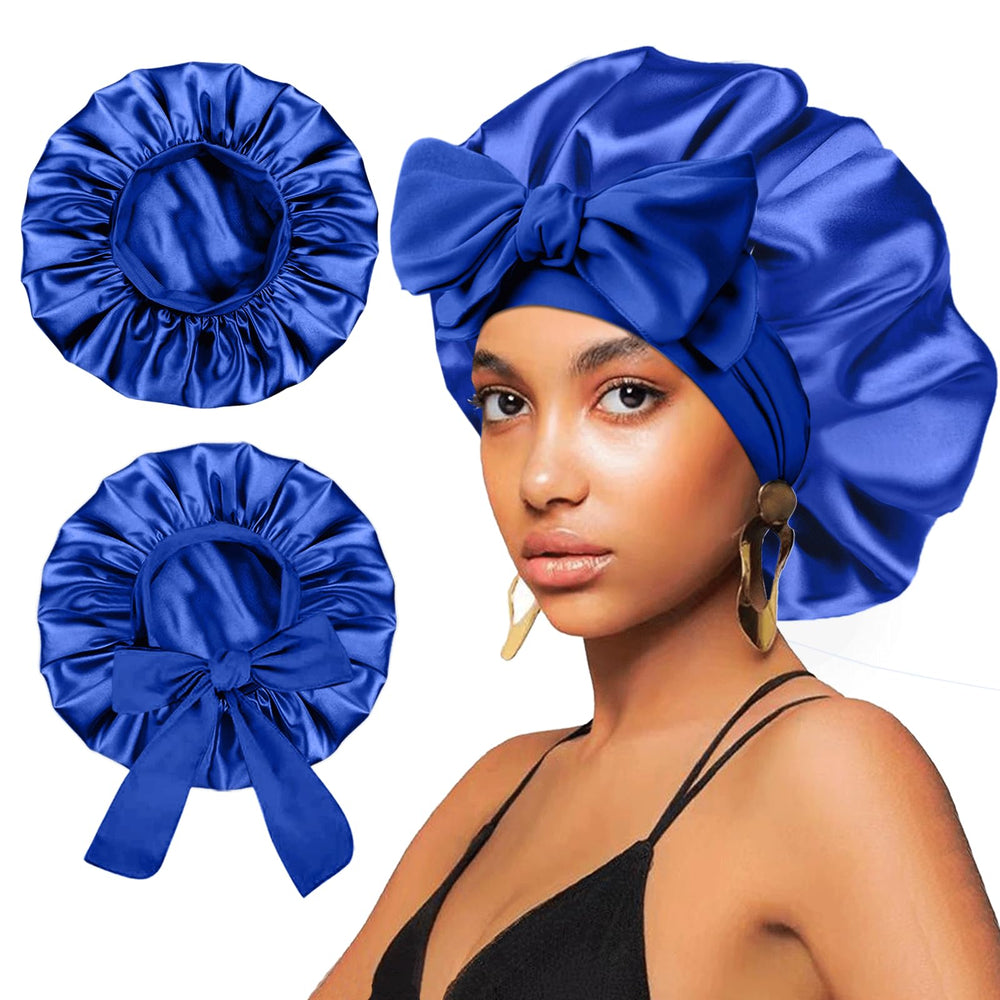 FIRSTPELLA satin sleep bonnet blue locks moisture for smoother morning hair