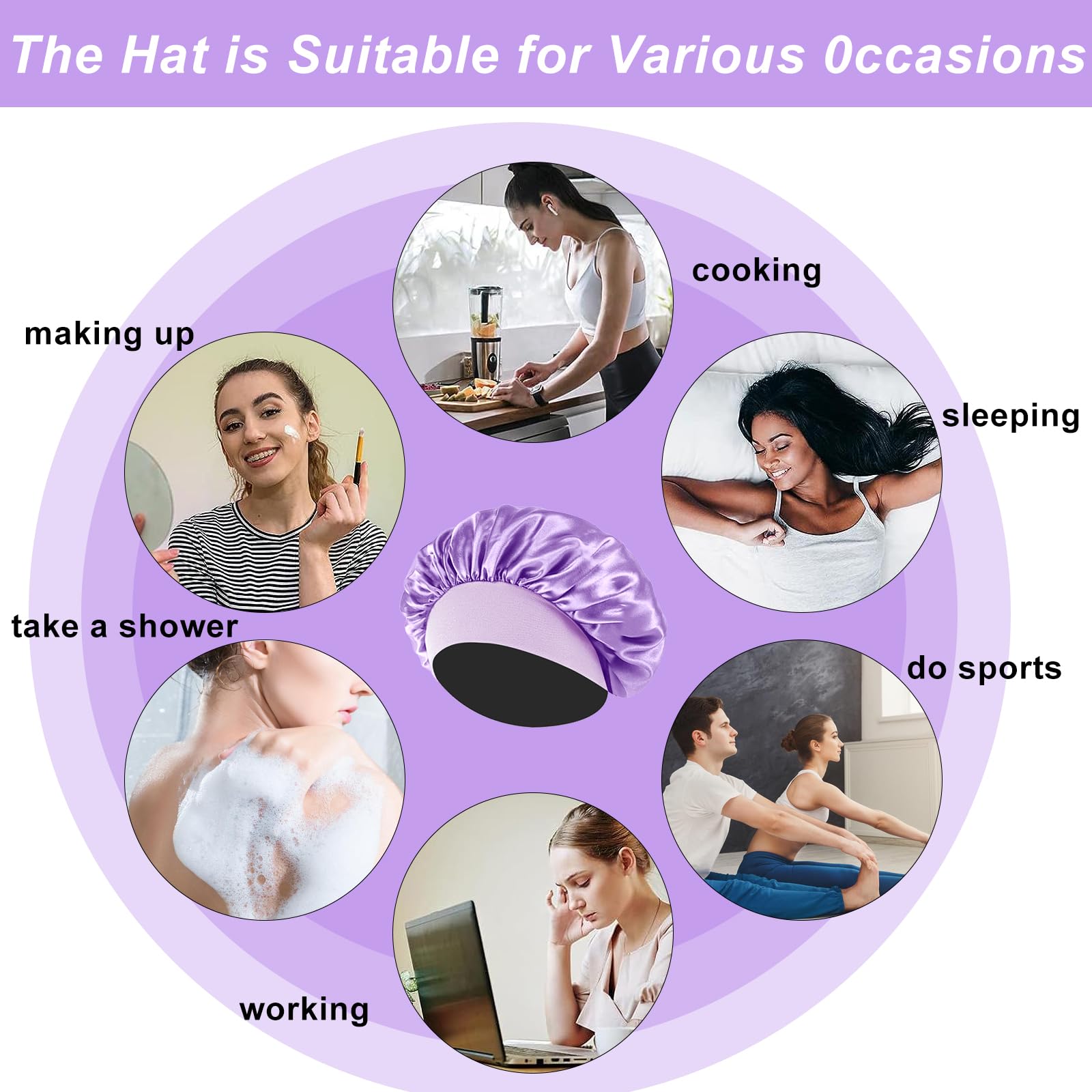 FIRSTPELLA silk bonnet pink-on-head protects curls while sleeping and getting ready.