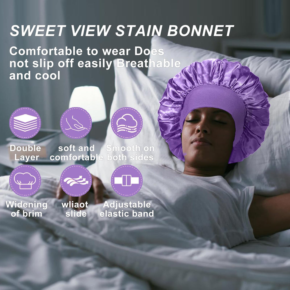 FIRSTPELLA silk bonnet purple-on-head provides lightweight wear during daily routines.
