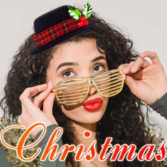 Firuilo plaid band mistletoe headband with holly berries boosts holiday outfit appeal.