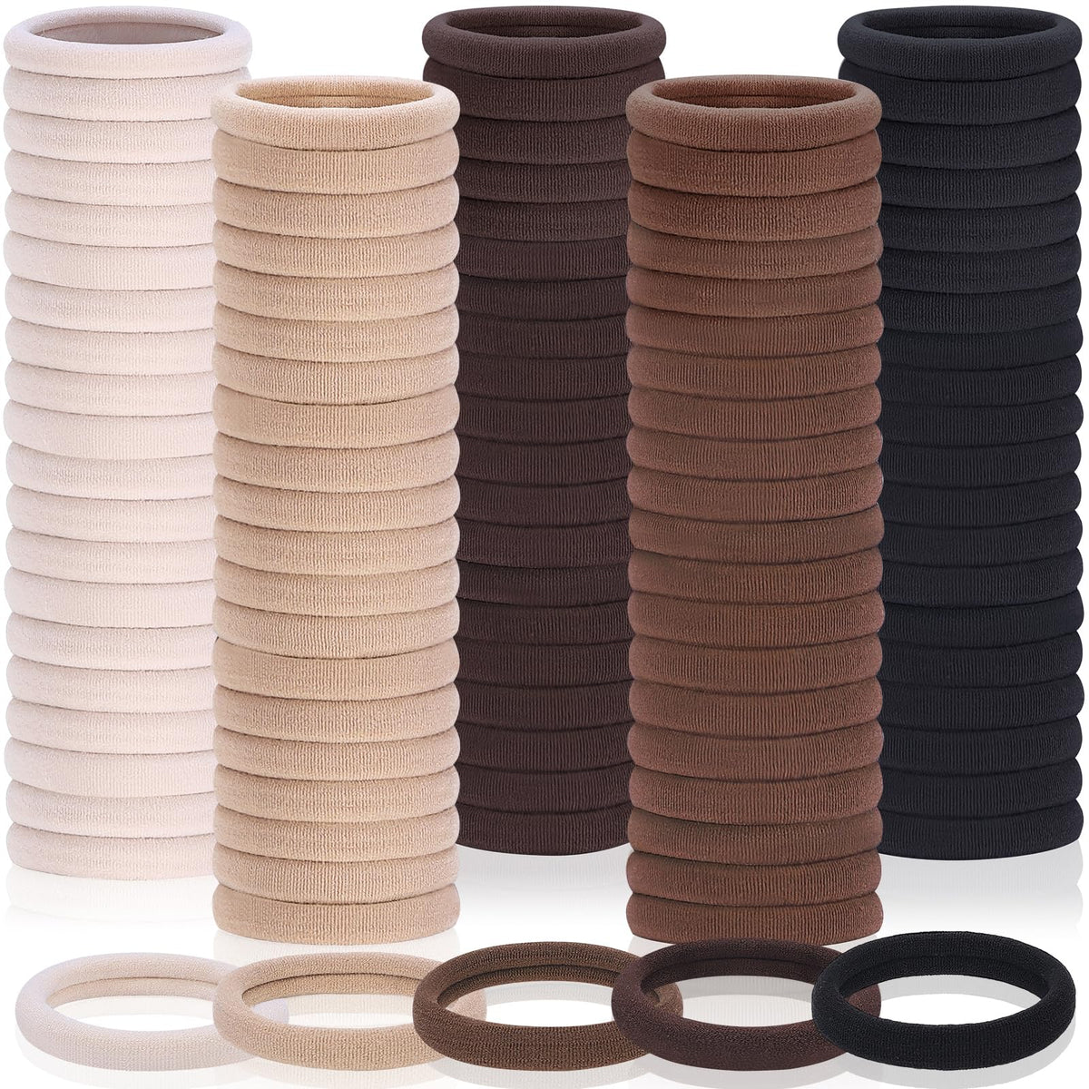 Fishinsea seamless hair ties 150-count pack secure, snag-free ponytails for daily wear