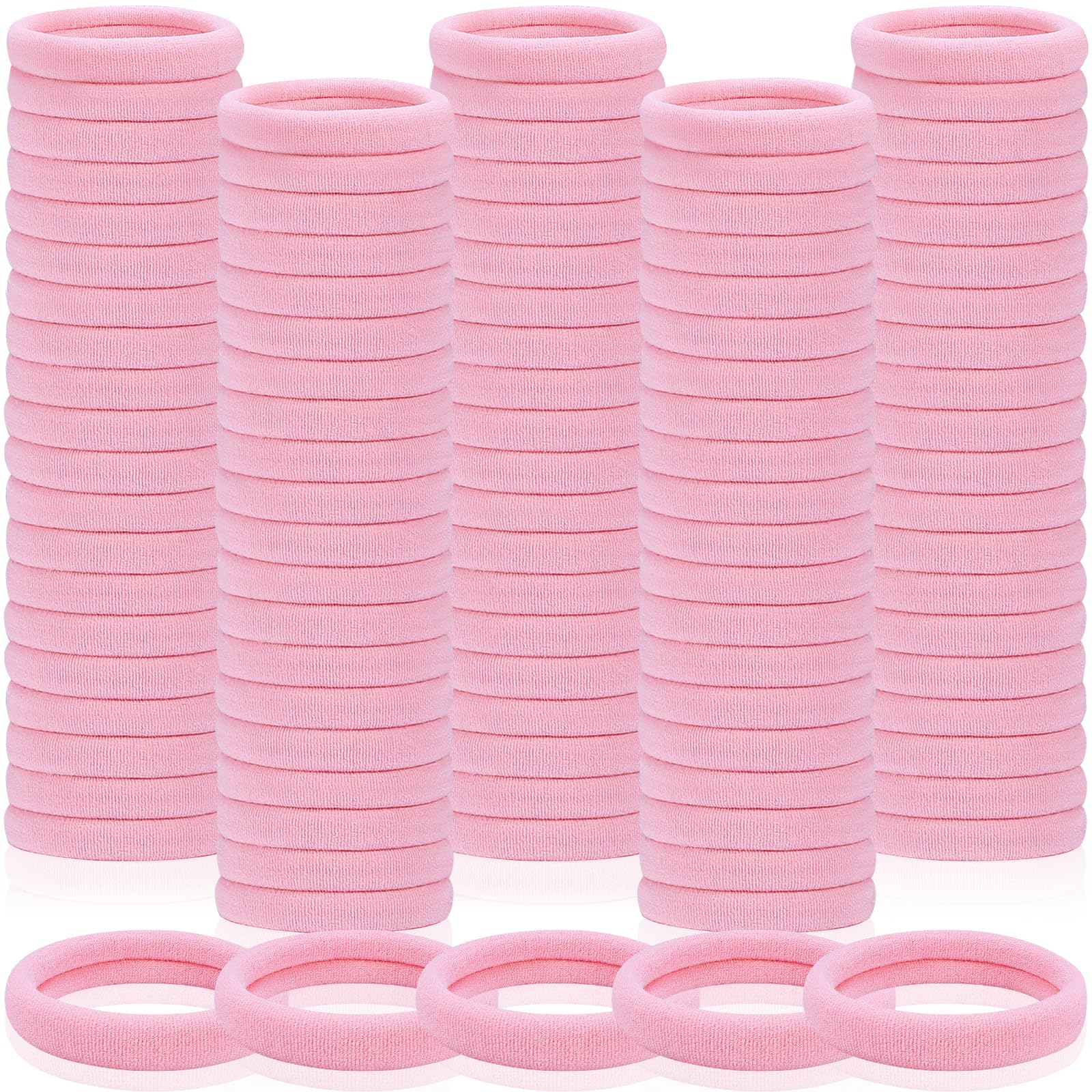 Fishinsea seamless hair ties pink pack closeup shows secure, damage-free hold for all hair types.