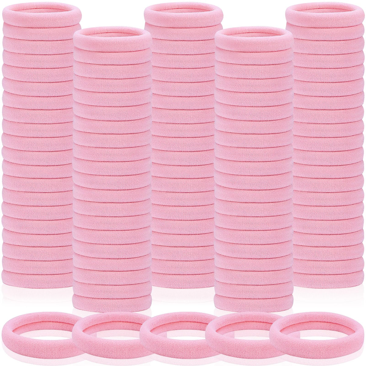 Fishinsea seamless hair ties pink pack closeup shows secure, damage-free hold for all hair types.