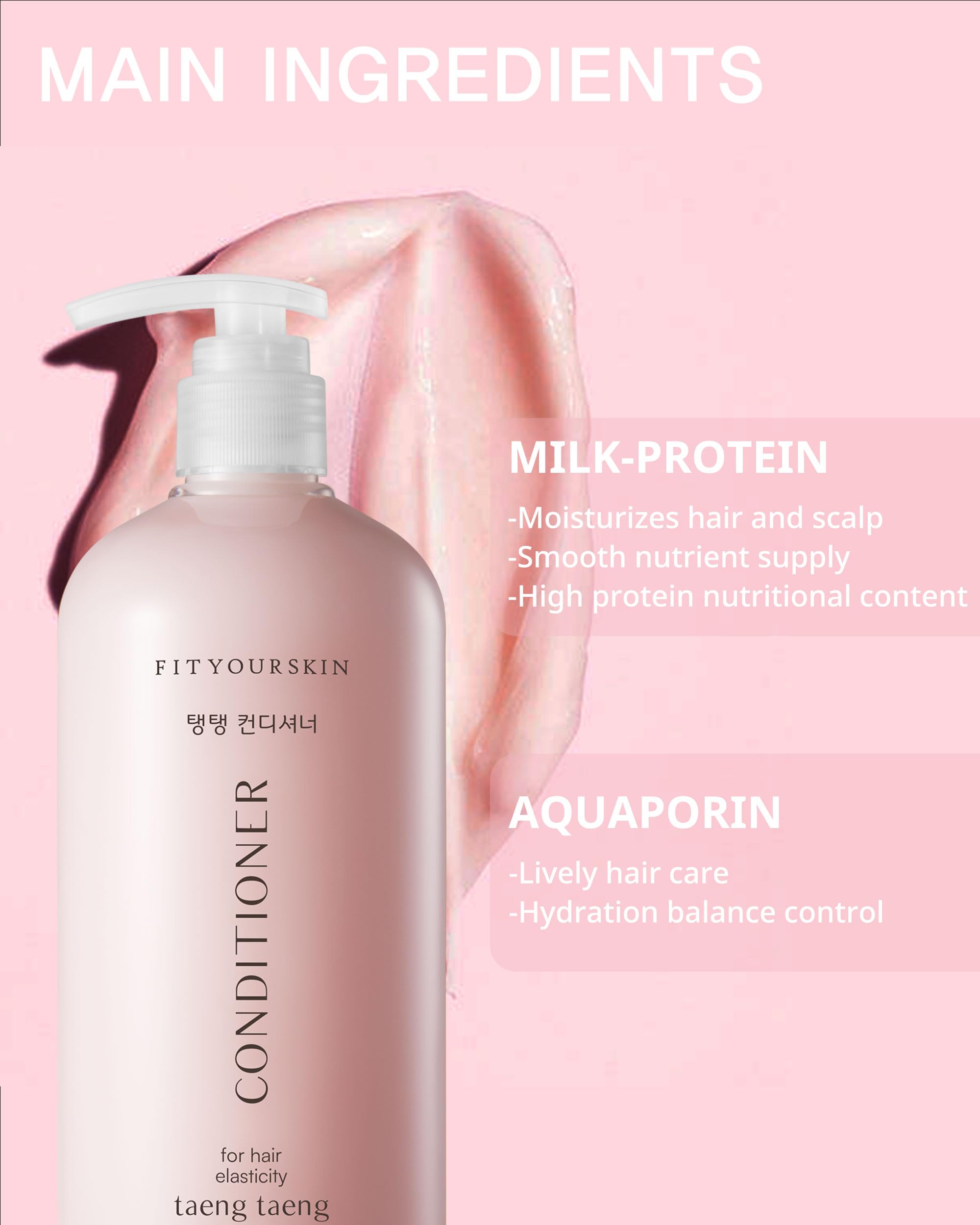 FIT YOUR SKIN TAENG TAENG Elasticity Conditioner enhances hair thickness and body.