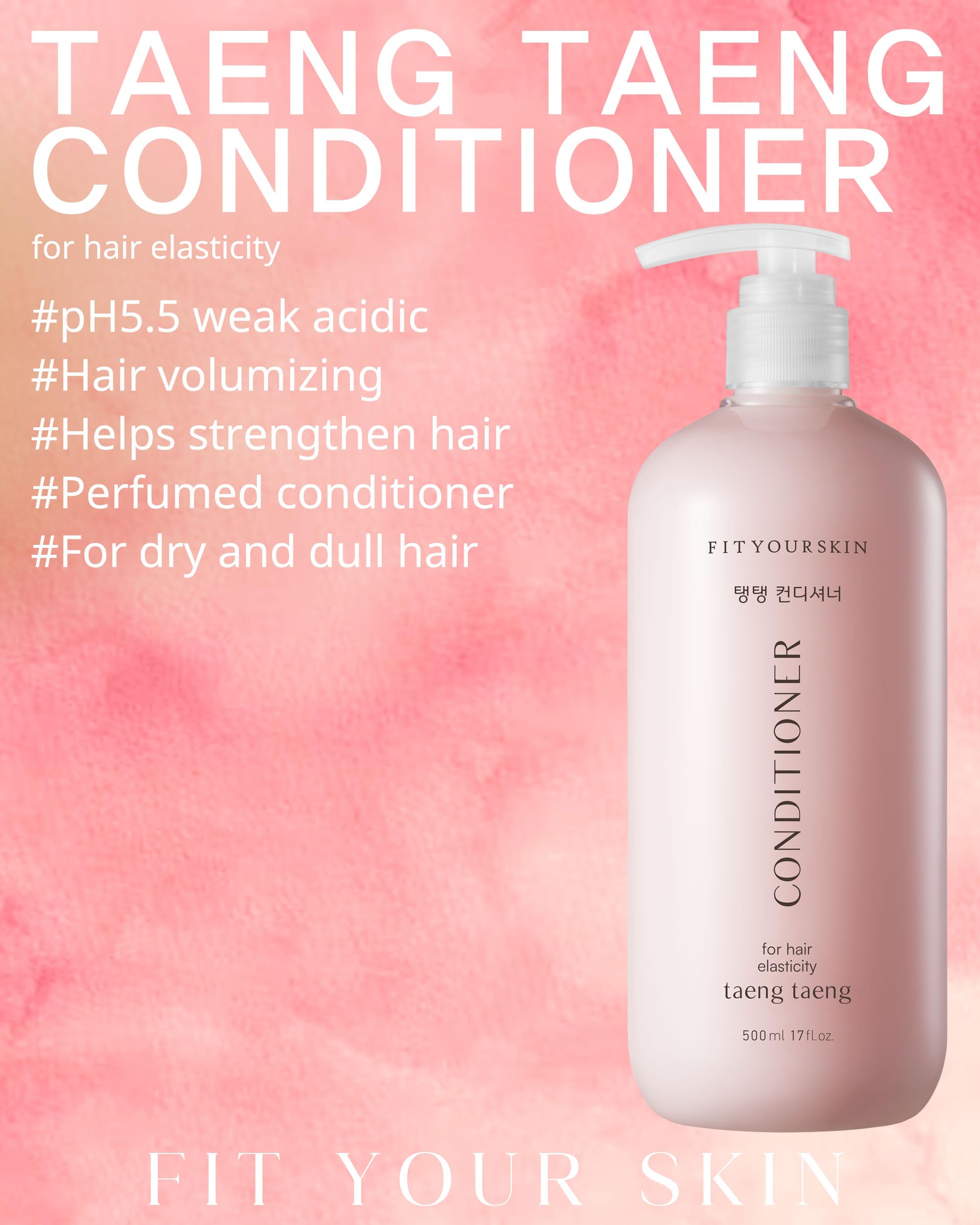 FIT YOUR SKIN TAENG TAENG Elasticity Conditioner label highlights pH 5.5 for gentle daily care.