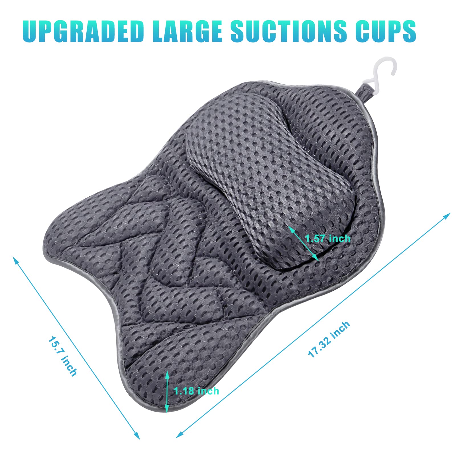 Fitheaven bath pillow 3D mesh close-up shows breathable comfort during baths