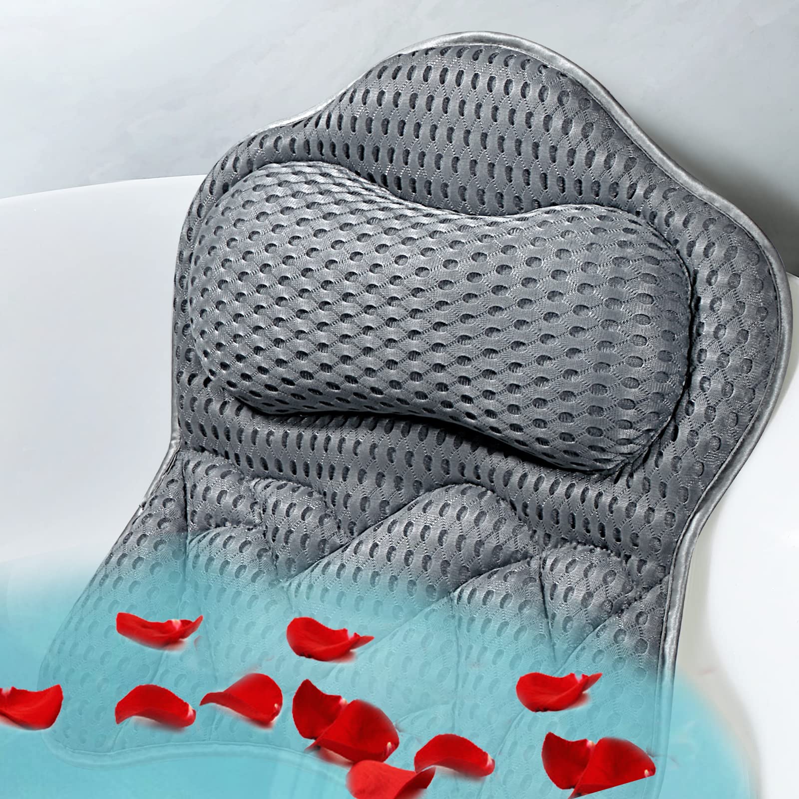 Fitheaven bath pillow side view highlighting neck support for a relaxed soak