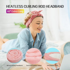 Fitifun extra-long 61-inch curling ribbon laid flat in pink, highlighting length for long hair waves.