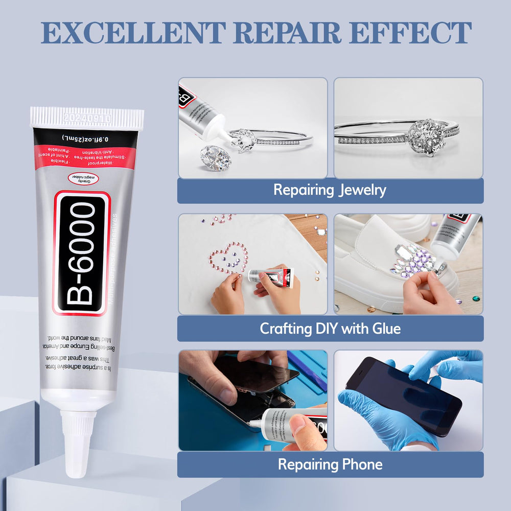 FITTDYHE B6000 clear-drying glue on a craft project showing transparency