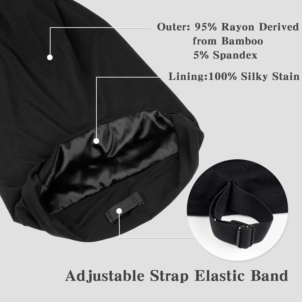 Fittia silk satin bonnet used for bed-time use to minimize tangles.