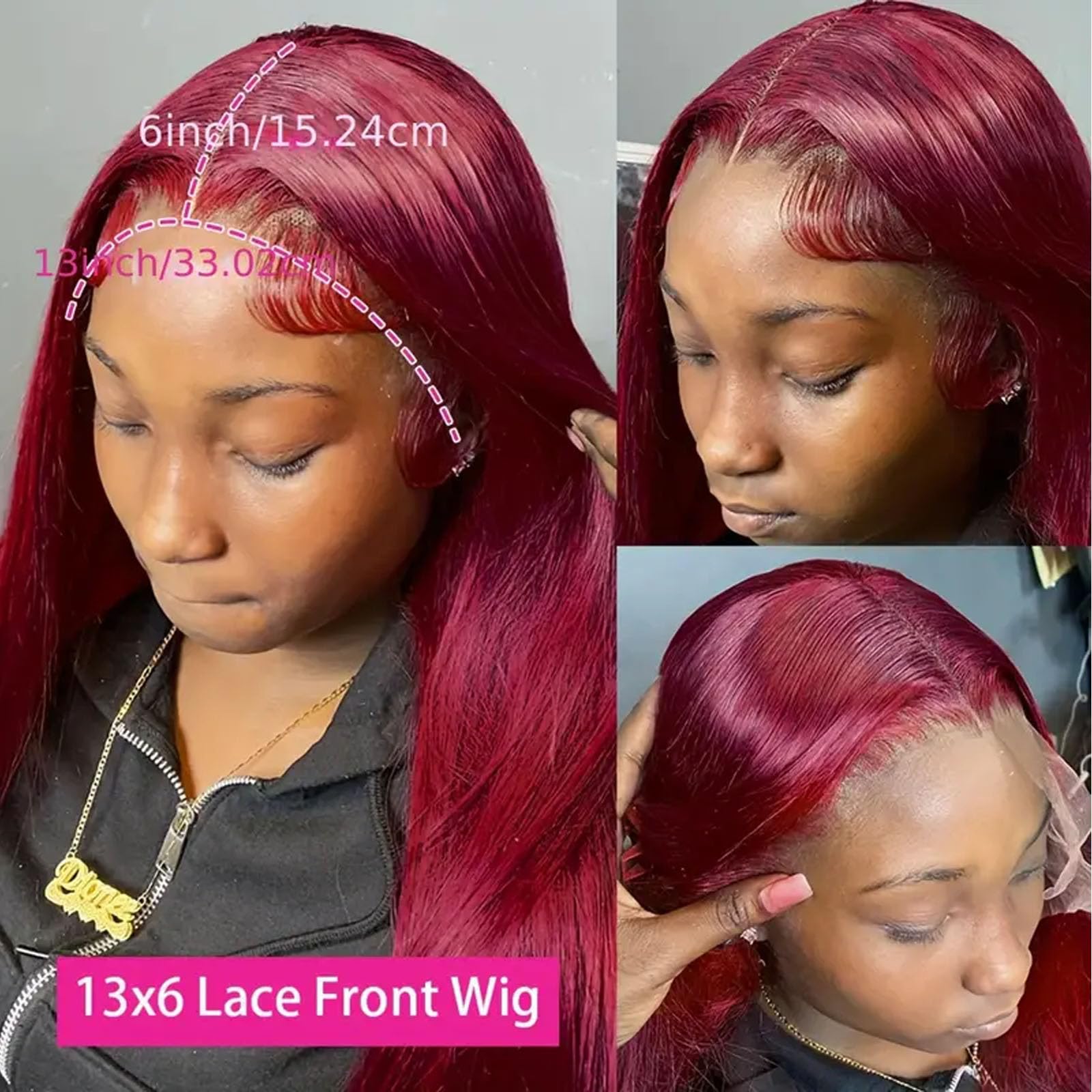 Fiumer Burgundy hair 13x6 hd lace front blends with skin for natural look