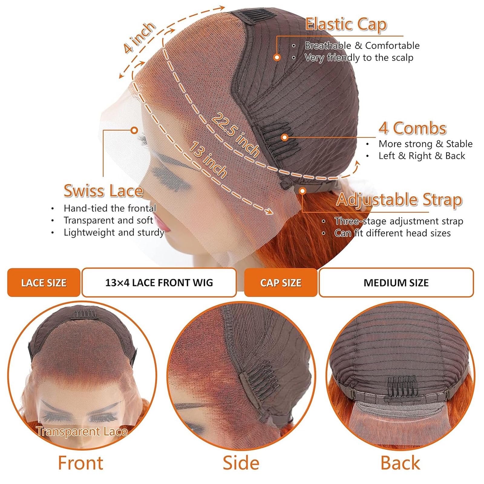 Fiumer Ginger Wig in Ginger Orange color for vibrant daily wear