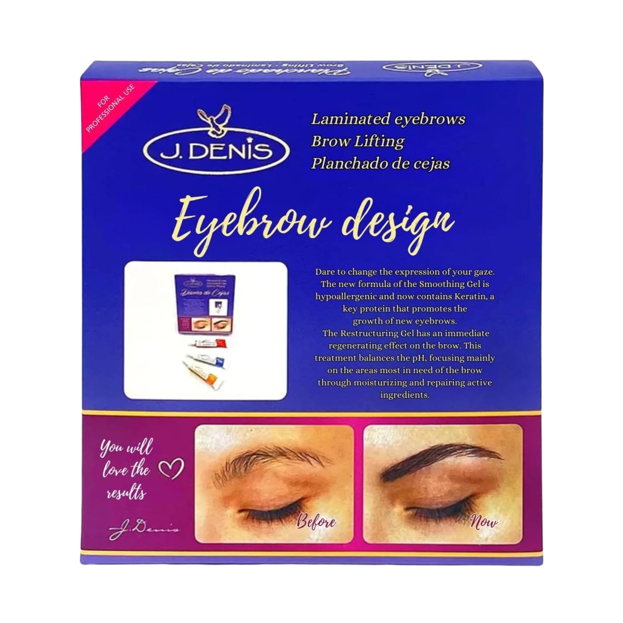 Five Brothers J. Denis Lamination Kit front packaging shows a complete brow styling set for professional results.