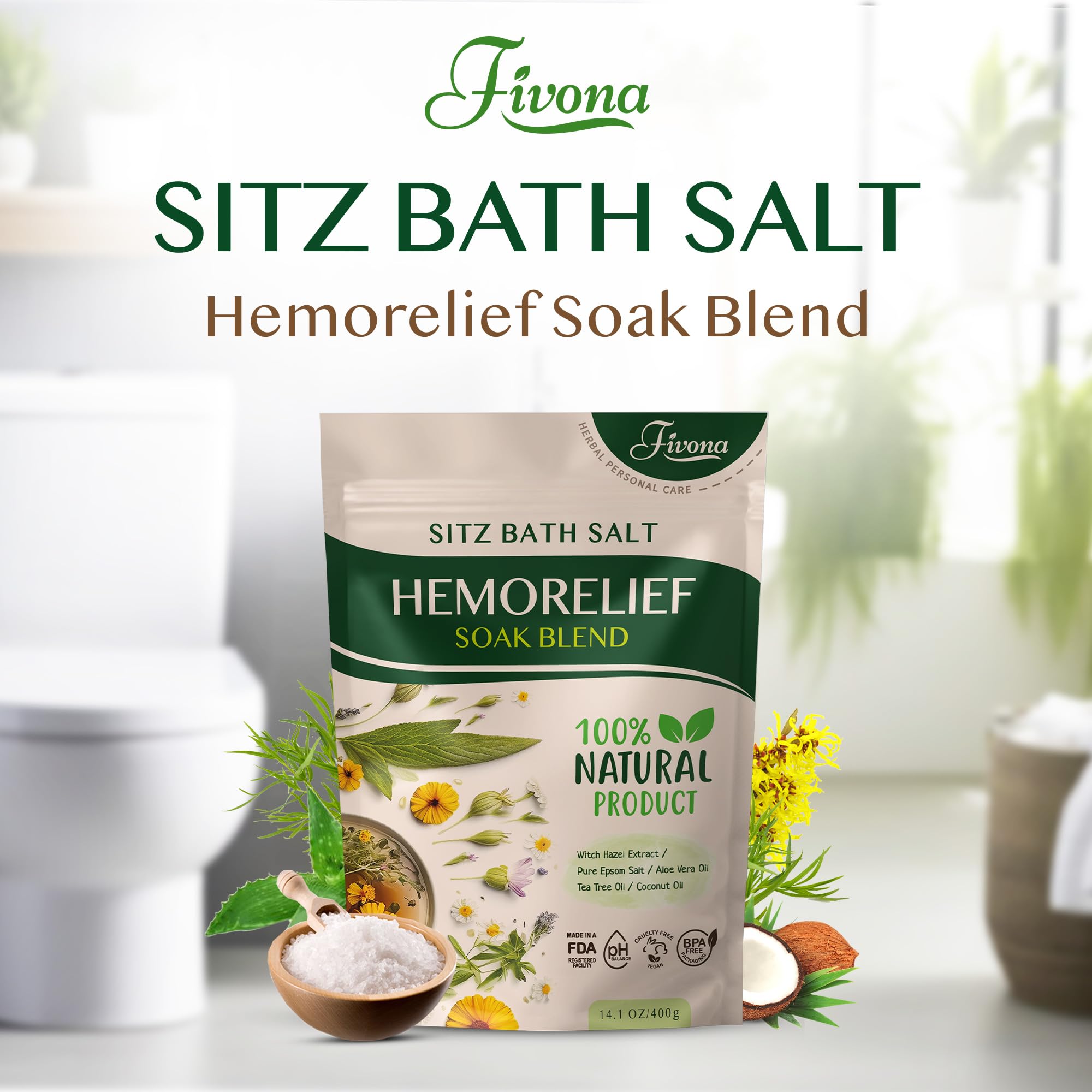 Fivona Hemorelief postpartum-care routine image suggests gentle self-care.