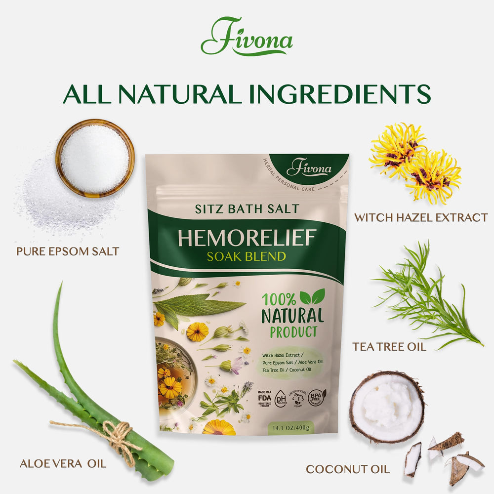 Fivona Hemorelief sitz bath scene shows a calm, soothing soak ritual.