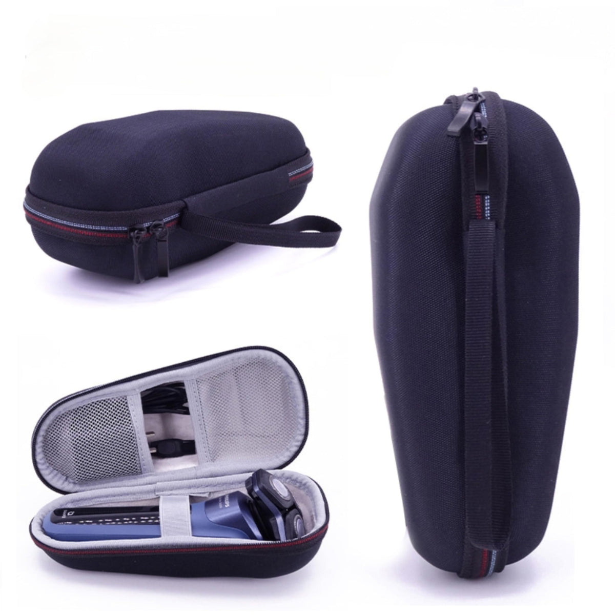 Fivoras hard storage case inside view protects Philips Norelco shaver during travel