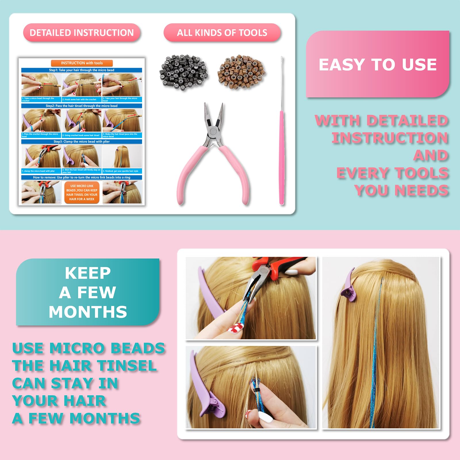 Fiwecos heat-resistant red tinsel lasts through styling for lasting shine
