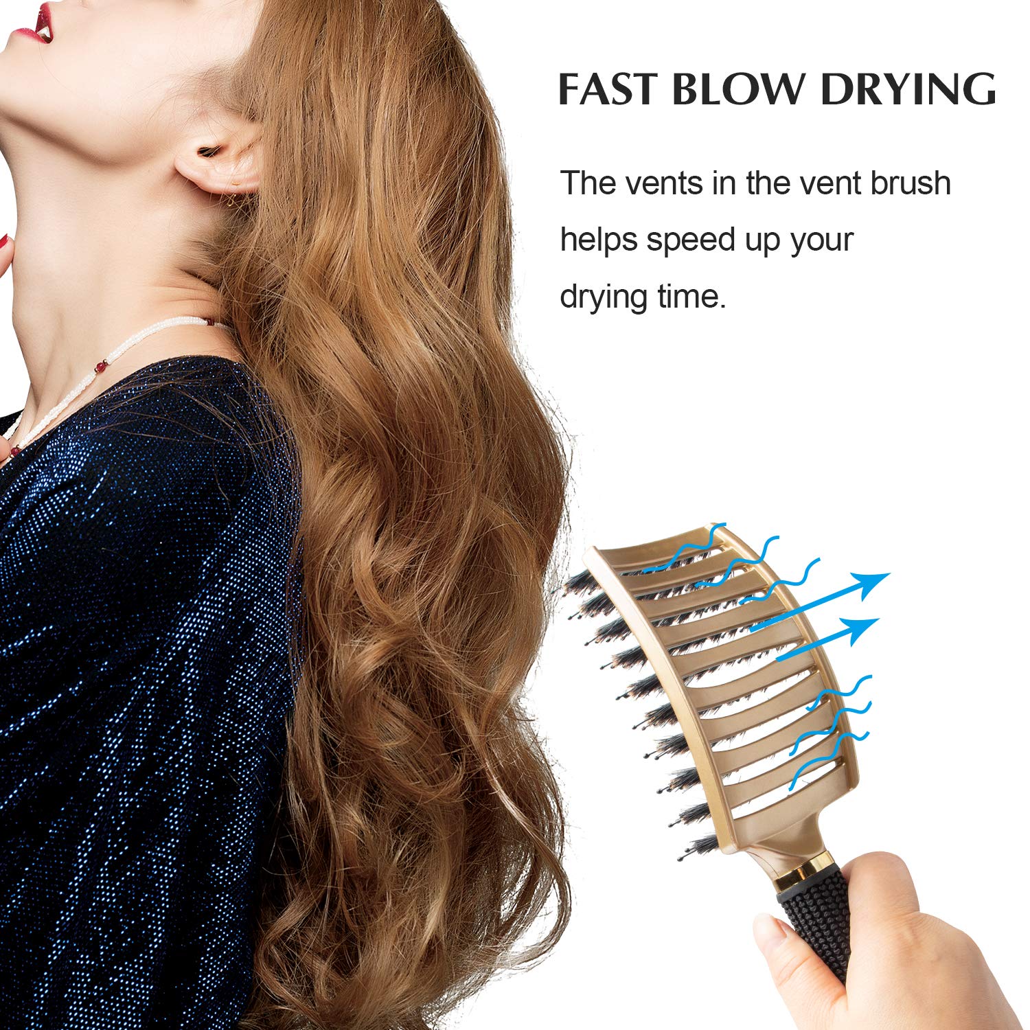 FIXBODY Boar Bristle Hair Brush distributes scalp oils for smoother, shinier hair.