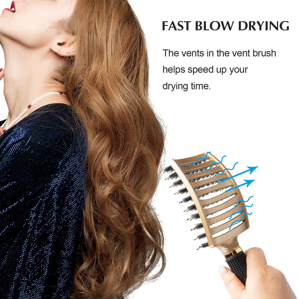 FIXBODY Boar Bristle Hair Brush distributes scalp oils for smoother, shinier hair.