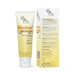 Fixderma Shadow SPF50 gel texture close-up showing lightweight, non-greasy finish.