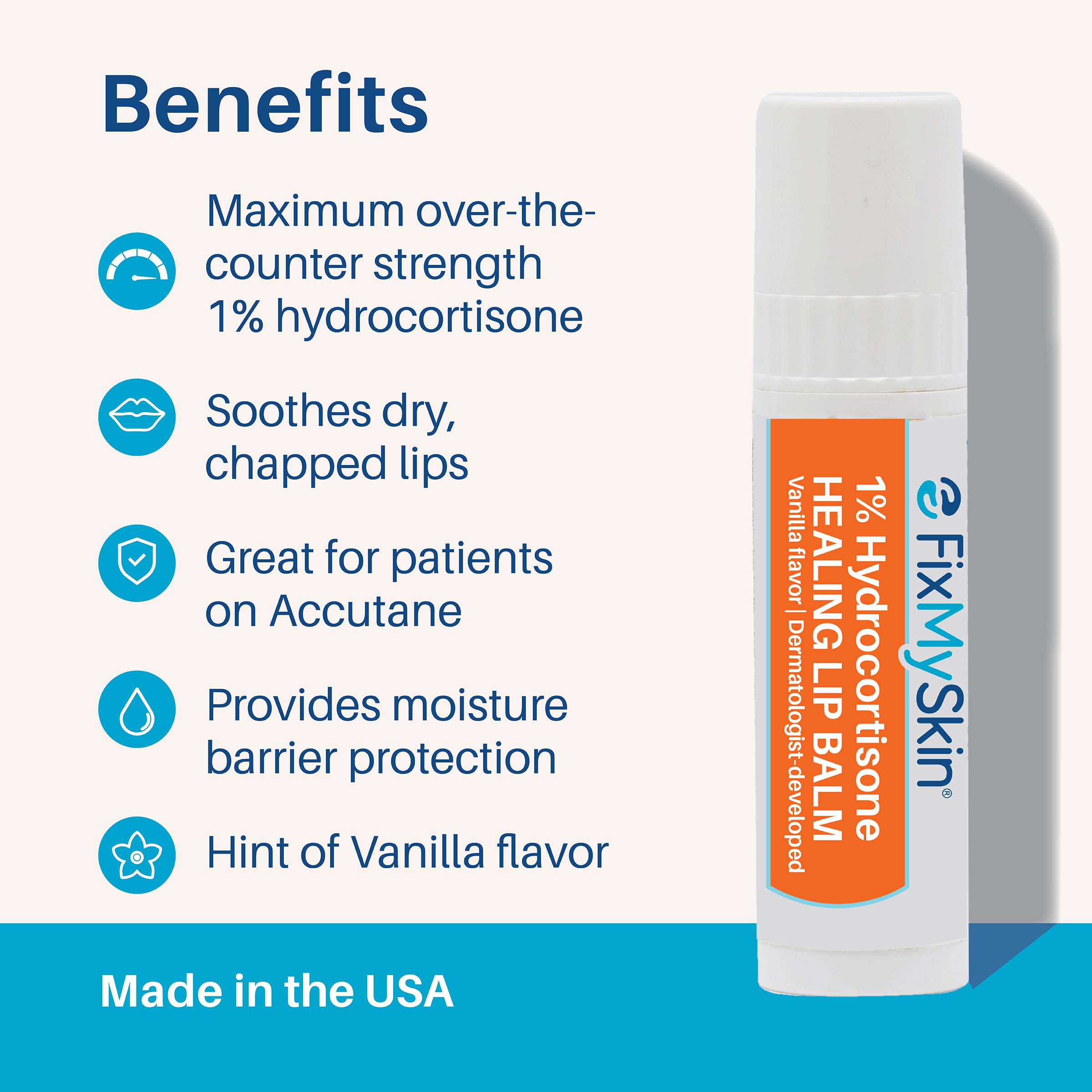 FixMySkin lip balm applicator open for precise lip application on the go.