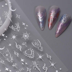 FJSMTOPl 3D metallic stickers add depth with shine on gel or acrylic nails.