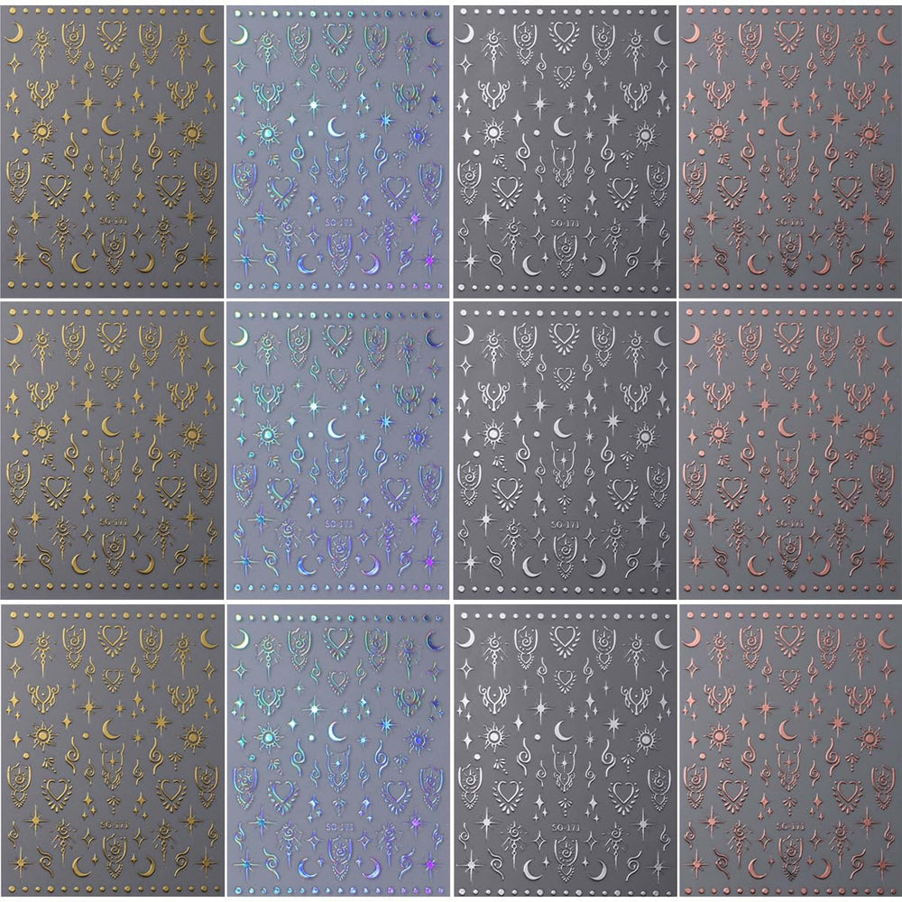 FJSMTOPl gold-silver moon rose decals offer luxe accents for elegant evening looks.
