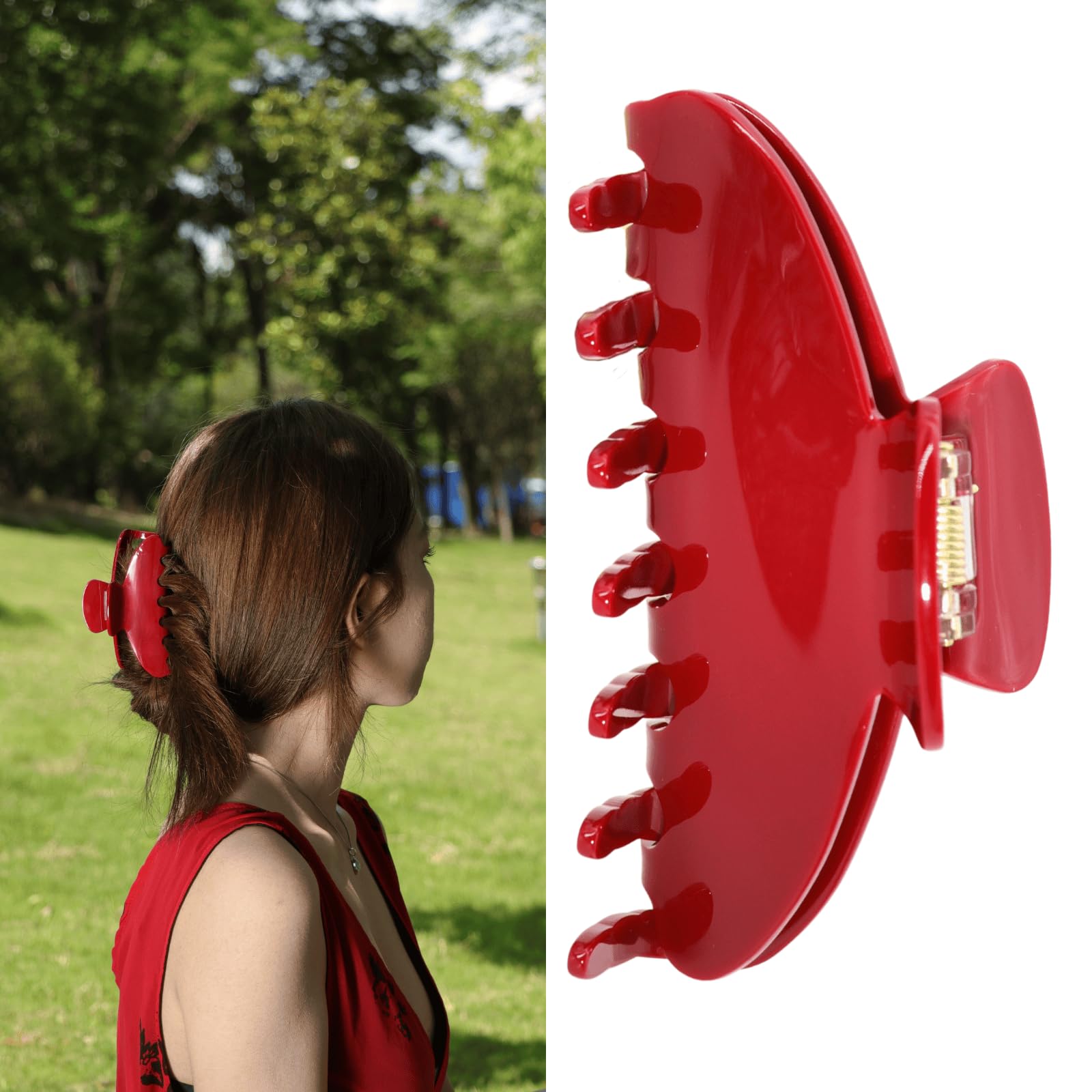 FlaSloth Cherry Red Claw Clip 4 inch securely holds hair all day