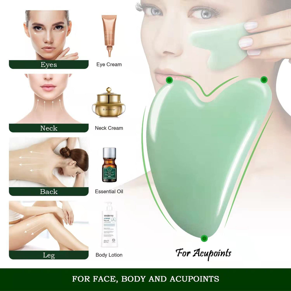 Flagest jade-stone Gua Sha close-up shows ultra-smooth surface for gentle skin therapy.