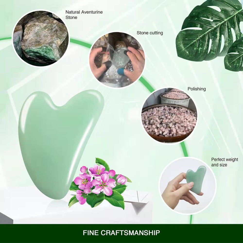 Flagest spa therapy jade tool on face and neck promotes blood circulation and relaxation.