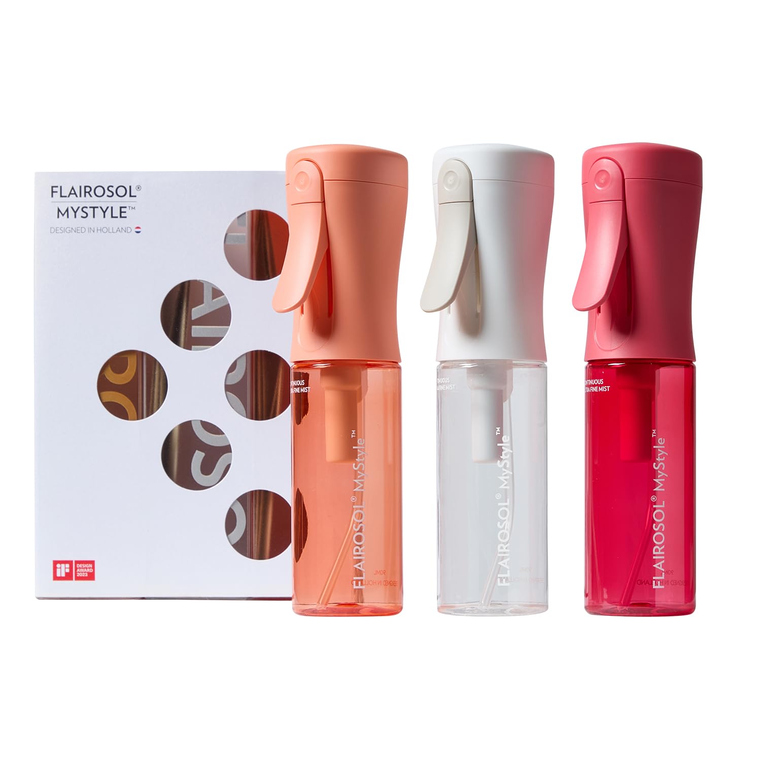 FLAIROSOL MyStyle travel spray bottle closeup highlighting compact, carry-on friendly design for on-the-go hydration