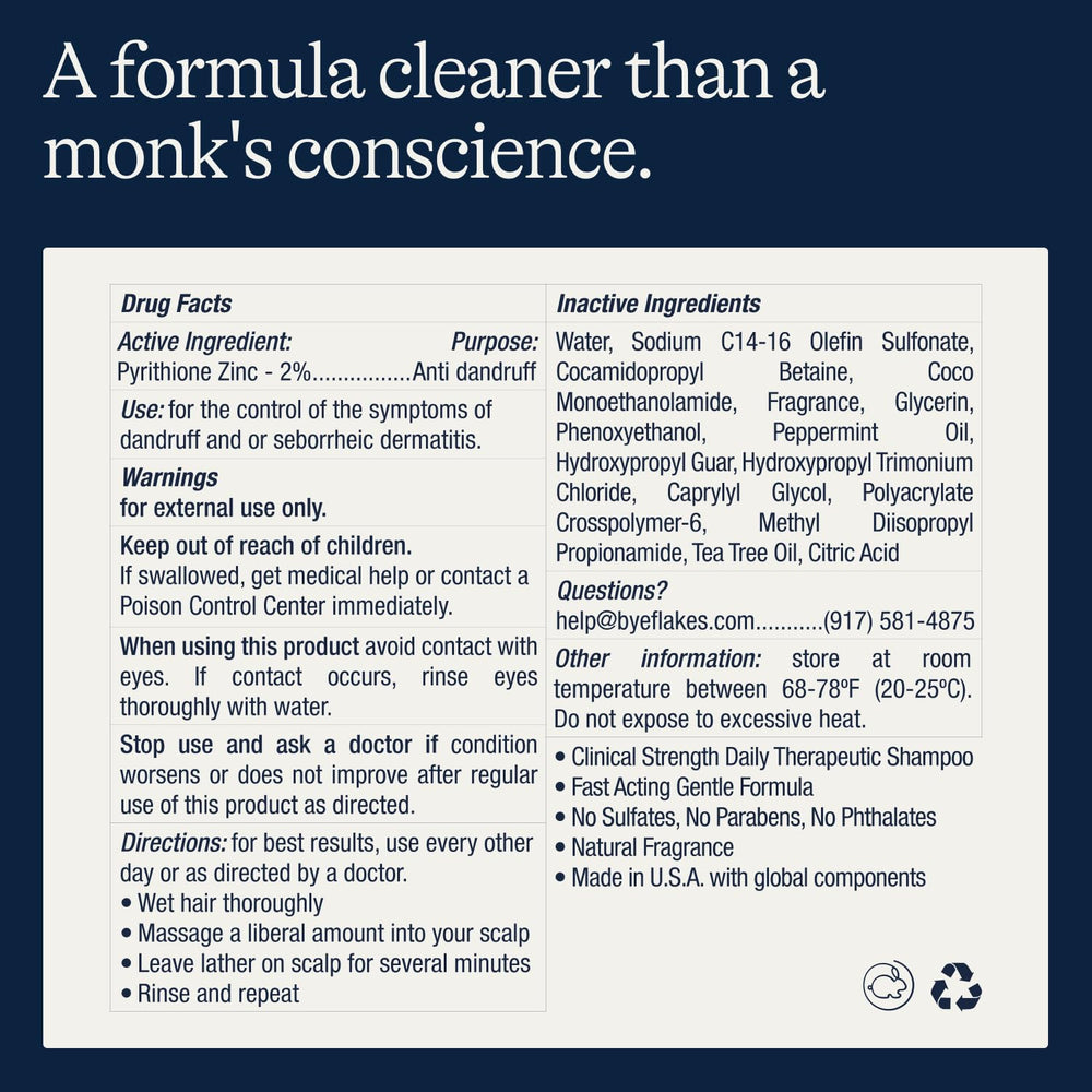 Flakes shampoo in hand with lather for refreshing cleanse.