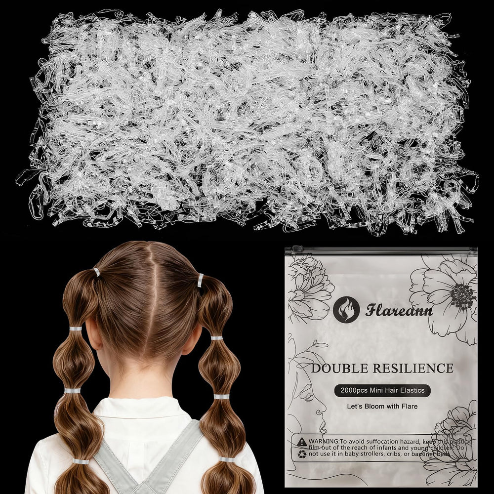 FLAREANN 2000pcs bulk clear hair bands for families and salons