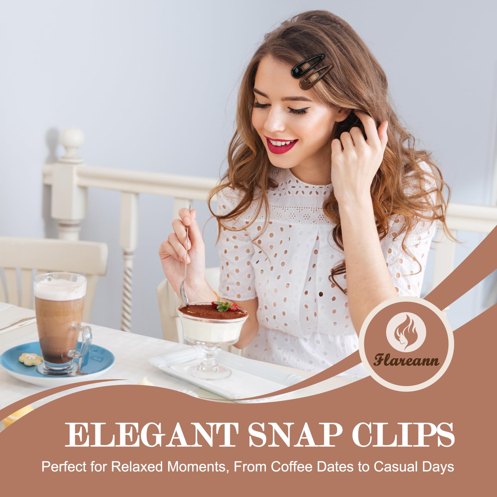 FLAREANN neutral shades light brown clip allows subtle fringe control during daily routines