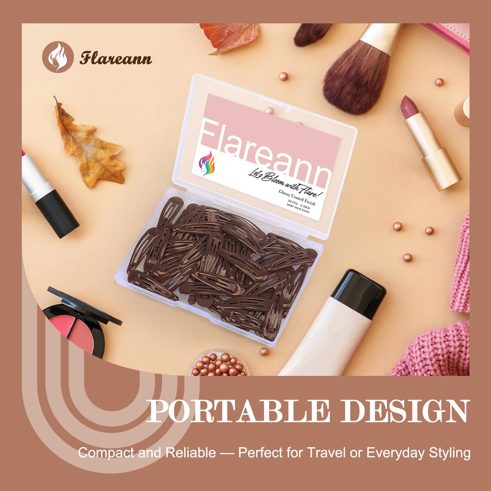 FLAREANN pinza cabello marrón esmaltada ofrece agarre antideslizante para todo tipo de cabello