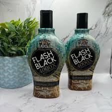 Flash Black tanning session glow results show bronze finish.